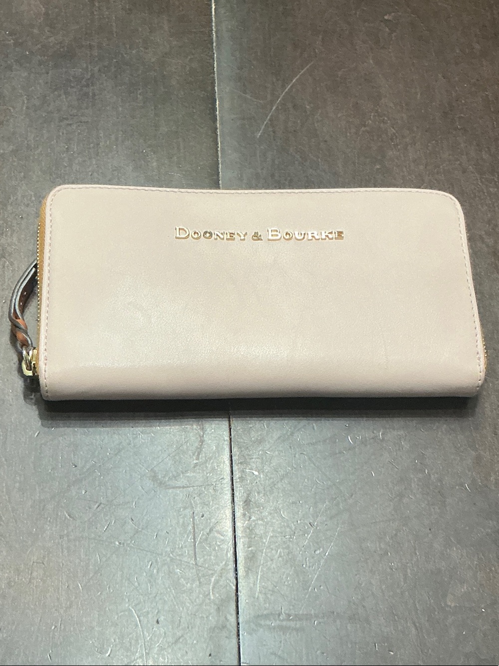 Dooney & Bourke Light pink Leather Zip Wallet with Gold Logo